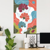 Abstracte achtergrond met bloemen poster (Thuiskantoor)