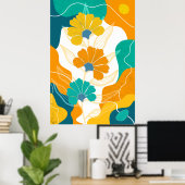 Abstracte achtergrond met bloemen poster (Thuiskantoor)