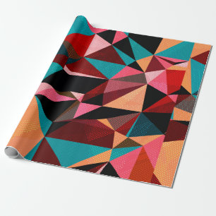 Abstracte achtergrond met driehoeken en kleurrijke cadeaupapier