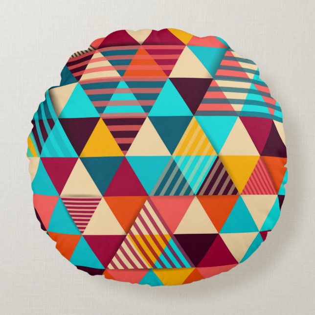 Abstracte achtergrond met driehoekvormen. Modern g Rond Kussen (Voorkant)