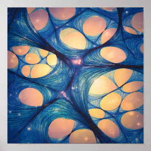 Abstracte achtergrond met hoogenergetisch wormgat poster