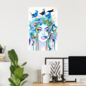Abstracte achtergrond met vrouwengezicht poster (Thuiskantoor)
