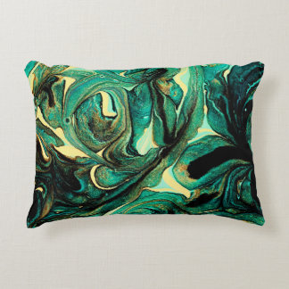 Abstracte achtergrond van acrylverven in aquamarin accent kussen