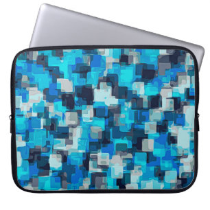 abstracte achtergrond van blauw en zwart vierkant laptop sleeve