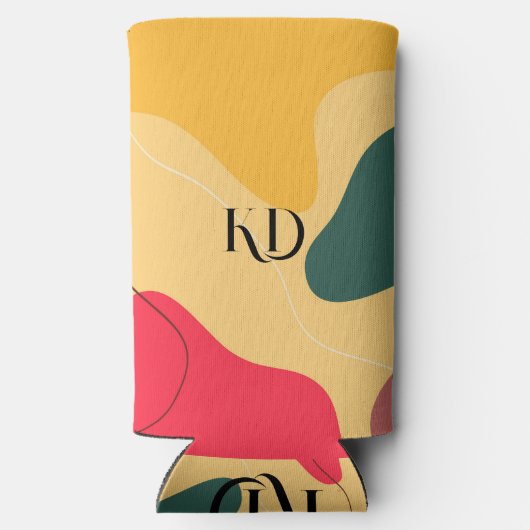 Abstracte achtergrond voor kleurrijke organische v seltzer blikjeskoeler (Achterkant)