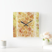 Abstracte achtergrond, waterverf, bladeren vierkante klok (Huis)