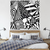 abstracte achtergrond zwart wit geometrische vorme canvas afdruk (Insitu (Slaapkamer))