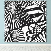 abstracte achtergrond zwart wit geometrische vorme canvas afdruk (Insitu (Houten vloer))