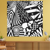 abstracte achtergrond zwart wit geometrische vorme canvas afdruk (Insitu (Woonkamer))