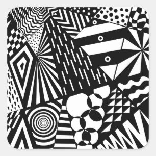 abstracte achtergrond zwart wit geometrische vorme vierkante sticker