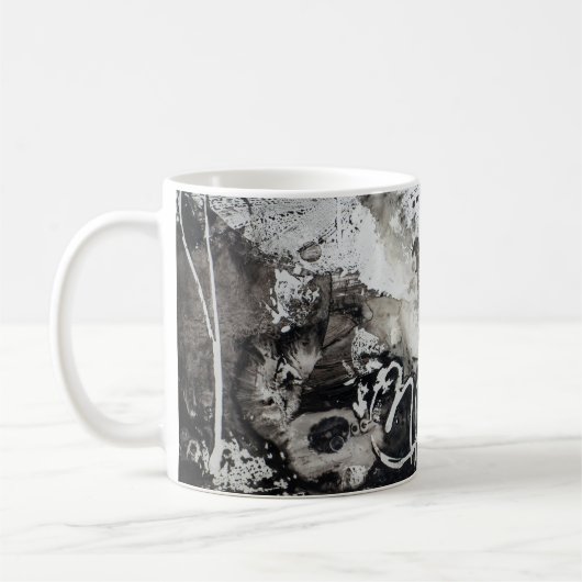 Abstracte achtergrond zwart-wit koffiemok (Links)