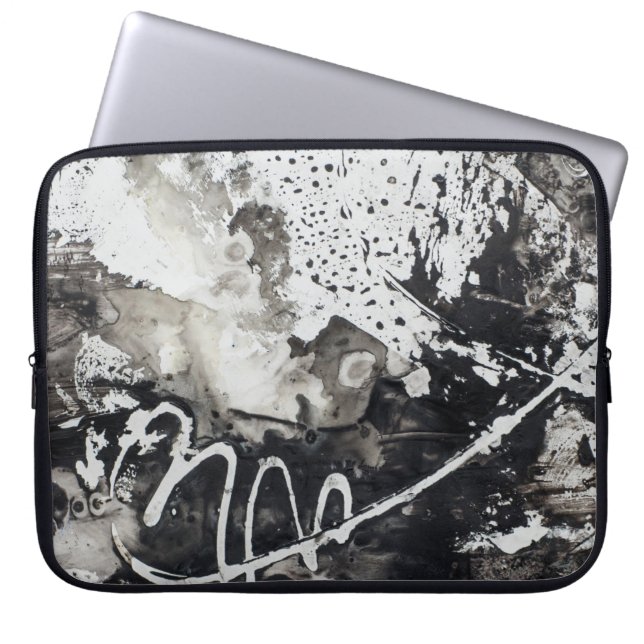 Abstracte achtergrond zwart-wit laptop sleeve (Voorkant)