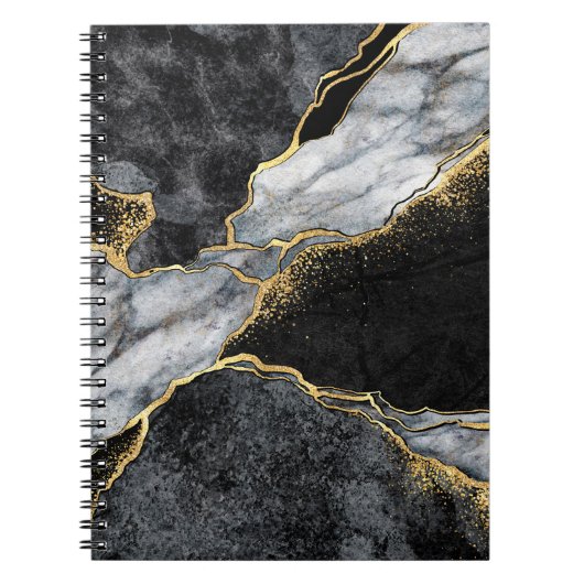 abstracte achtergrond, zwarte en witte marmer notitieboek (Voorkant)