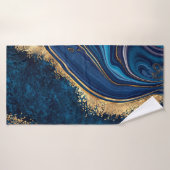 abstracte achtergrondblauwe marmer granietmosa badhanddoek (Badhanddoek)
