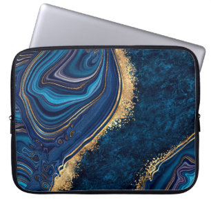 abstracte achtergrondblauwe marmer granietmosa laptop sleeve