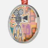 Abstracte achtergrondfilmprojectorcamera metalen ornament (Links)