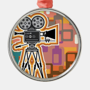 Abstracte achtergrondfilmprojectorcamera metalen ornament