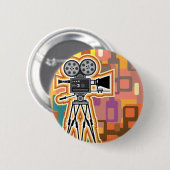 Abstracte achtergrondfilmprojectorcamera ronde button 5,7 cm (Voorkant /achterkant)