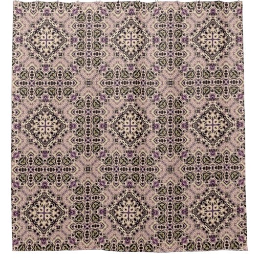 abstracte achtergrondgekleurde mozaïeksymmetrie douchegordijn (Voorkant)