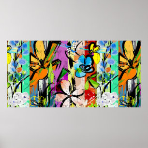 abstracte achtergrondsamenstelling met bloemen, me poster