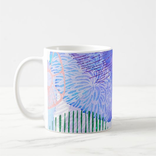 Abstracte achtergrondwaterverf koffiemok (Links)