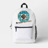 Abstracte achthoek met bruin vierkant en tegenover bedrukte rugzak (Voorkant)