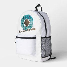 Abstracte achthoek met bruin vierkant en tegenover bedrukte rugzak