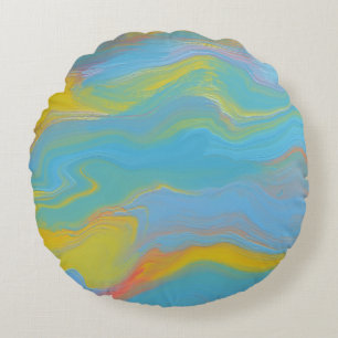 Abstracte Acryl Flow - Zomerbriesjes Rond Kussen