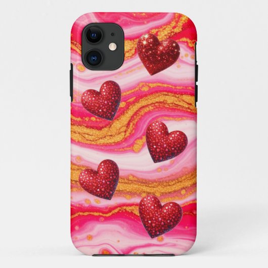 Abstracte Acryl Giet Glitter Hart Case-Mate iPhone Case (Achterkant)