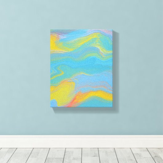 Abstracte acrylstroom - zomerpauzes canvas afdruk (Insitu (Houten vloer))