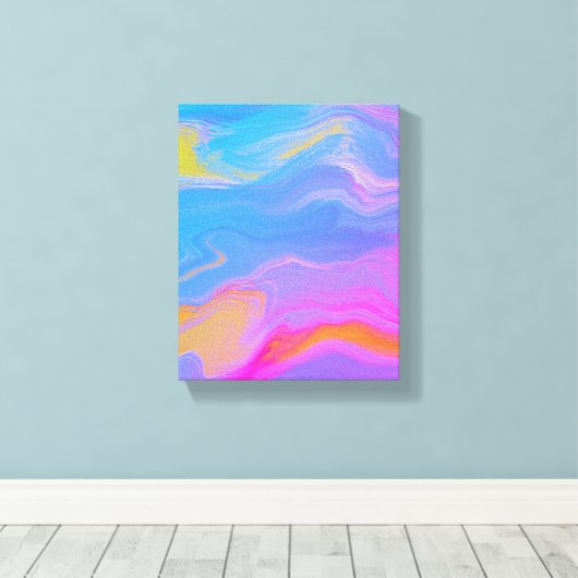 Abstracte acrylstroom - zomerpauzes canvas afdruk (Insitu (Houten vloer))