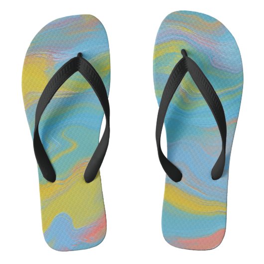 Abstracte acrylstroom - zomerpauzes teenslippers (Voetbed)