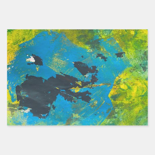 Abstracte Acrylverf Gelli-afdrukset van drie Inpakpapier Vel (Voorkant 3)