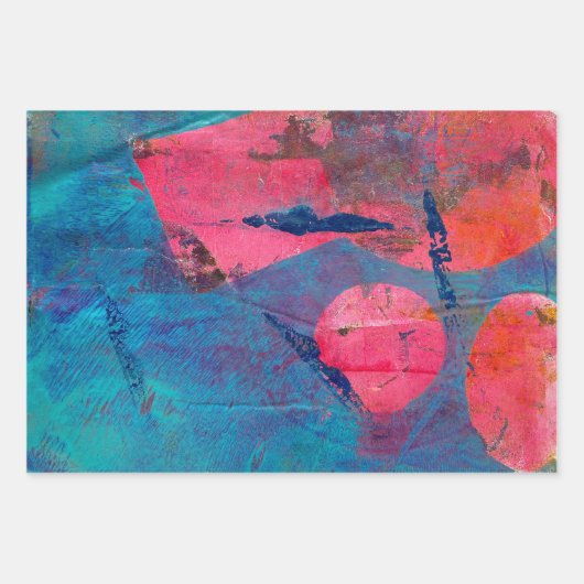 Abstracte Acrylverf Gelli-afdrukset van drie Inpakpapier Vel (Voorkant 2)