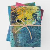 Abstracte Acrylverf Gelli-afdrukset van drie Inpakpapier Vel (In situ)