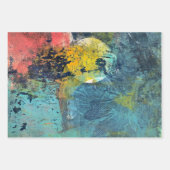 Abstracte Acrylverf Gelli-afdrukset van drie Inpakpapier Vel (Voorkant)