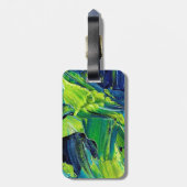 Abstracte acrylverf in blauw bagagelabel (Achterkant verticaal)