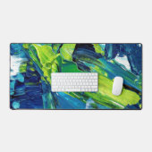 Abstracte acrylverf in blauw bureaumat (Keyboard & Muis)