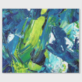 Abstracte acrylverf in blauw cadeaupapier (Vlak)