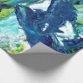 Abstracte acrylverf in blauw cadeaupapier (Hoek)