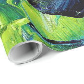 Abstracte acrylverf in blauw cadeaupapier (Rol Hoek)