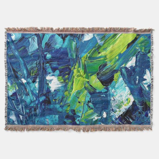 Abstracte acrylverf in blauw deken (Voorkant)
