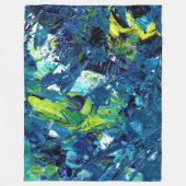Abstracte acrylverf in blauw fleece deken (Voorkant)