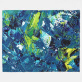 Abstracte acrylverf in blauw fleece deken (Voorkant (Horizontaal))