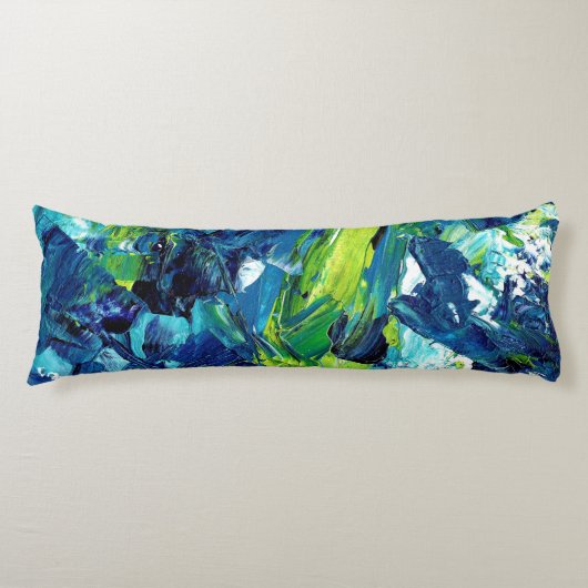 Abstracte acrylverf in blauw lichaamskussen (Voorkant)