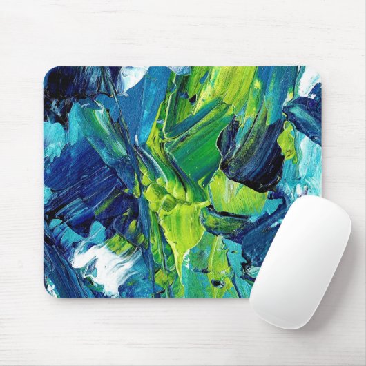 Abstracte acrylverf in blauw muismat (Met muis)