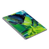 Abstracte acrylverf in blauw notitieboek (Rechterzijde)