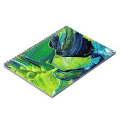 Abstracte acrylverf in blauw notitieboek (Linkerzijde)