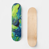 Abstracte acrylverf in blauw persoonlijk skateboard (Voorkant)