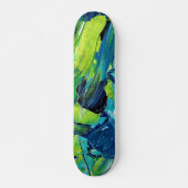 Abstracte acrylverf in blauw persoonlijk skateboard (Voorkant)